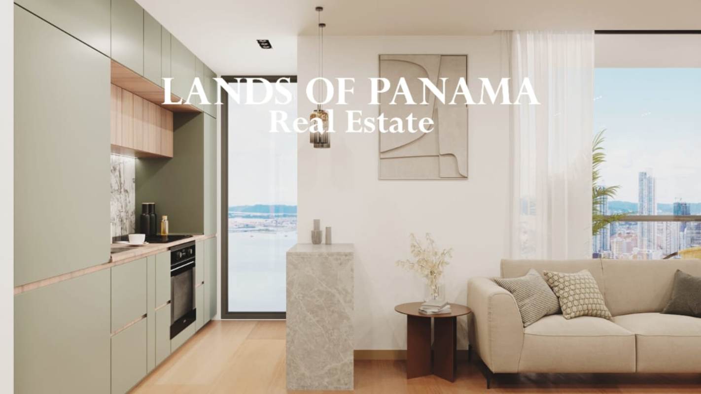 Contemporary kitchen with granite countertops, marble backsplash PH Moderna Marbella Panama City