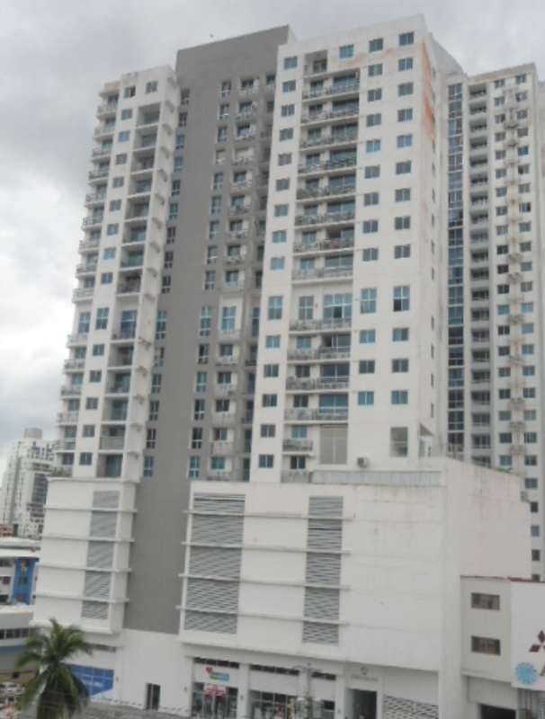 Multi-story residential-commercial buildings PH Premium with balconies, shopfronts on Via España Panama City
