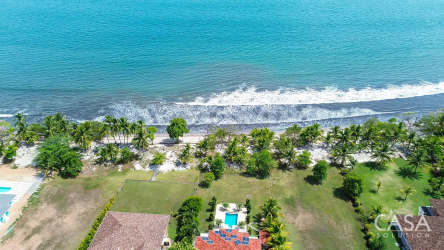 Beachfront land with ocean waves, palm trees at Rincon Beach Estates Boca Chica Panama