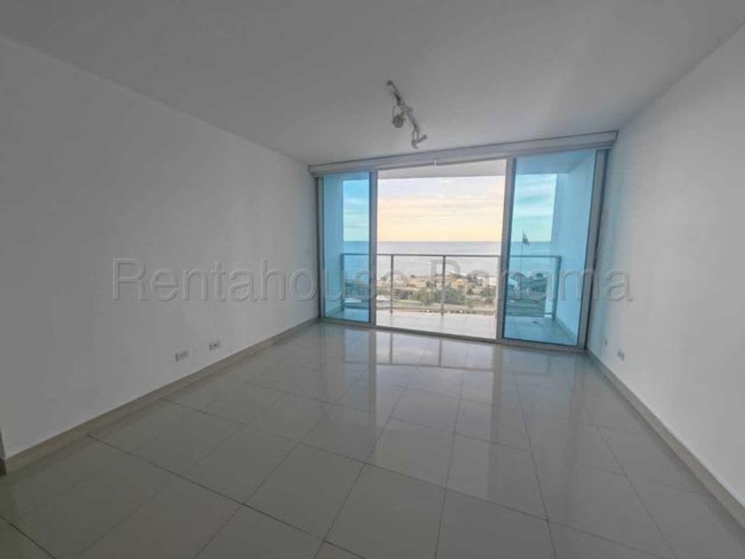 Panoramic ocean and city skyline view from balcony at PH Serenity San Francisco Panama