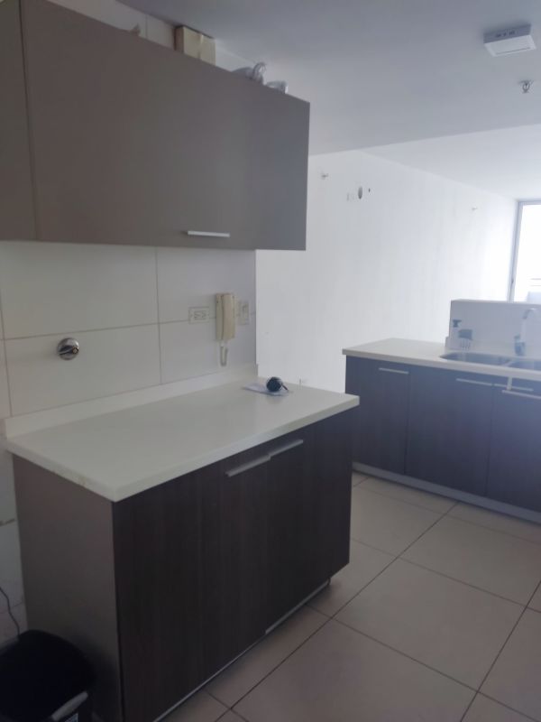 Modern kitchen with stainless steel sink, granite counters, utility area in PH Scala Panama City