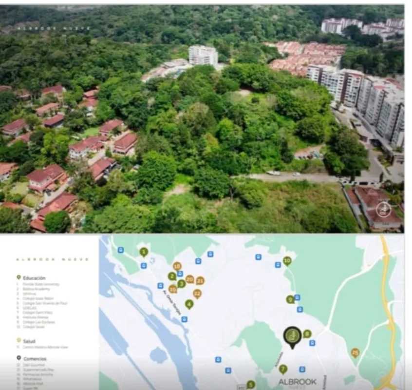 Aerial map showing location near Clayton City of Knowledge surrounded by green areas Panama