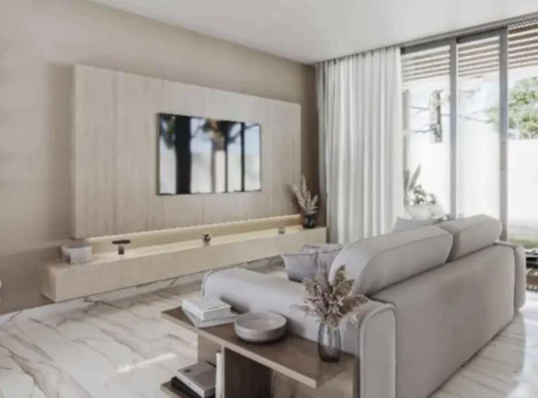 Luxury living room with marble floor natural lighting sectional sofa in Albrook Residences Panama