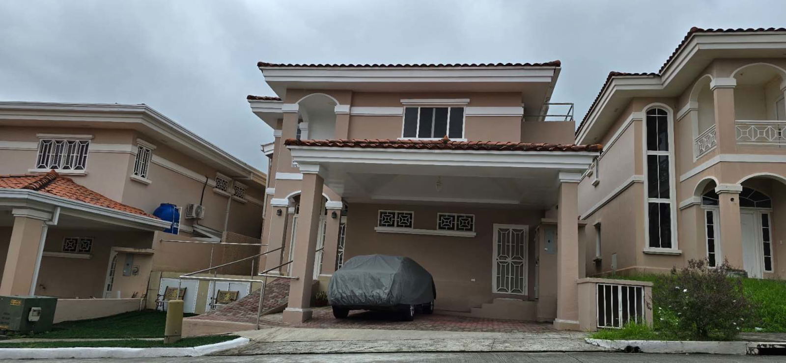 Entrance hallway with staircase, Christmas decor, luxury house in PH Altos del Country
