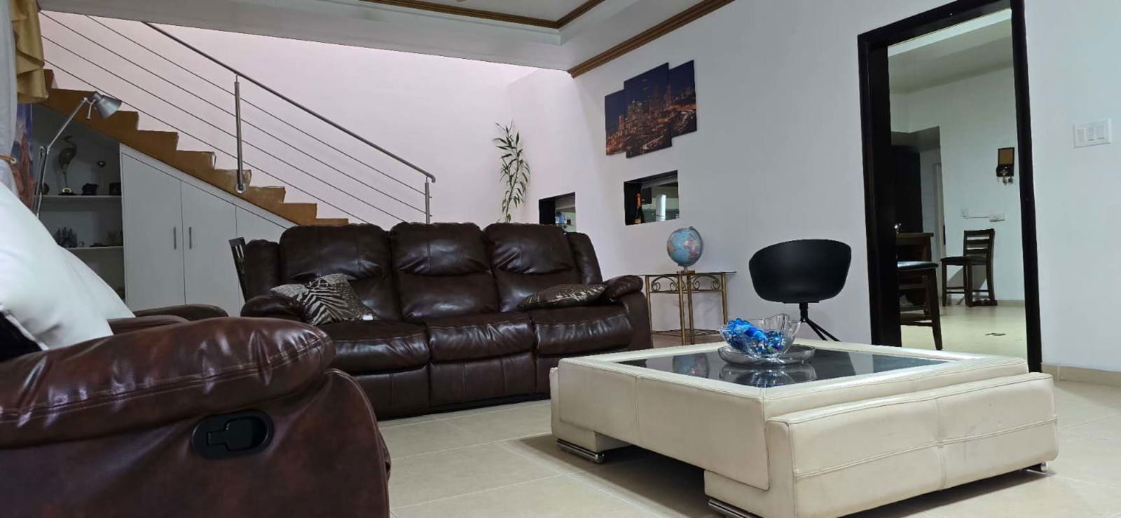 Bright bathroom with standalone tub, glass shower, modern finishes PH Altos del Country, Panama