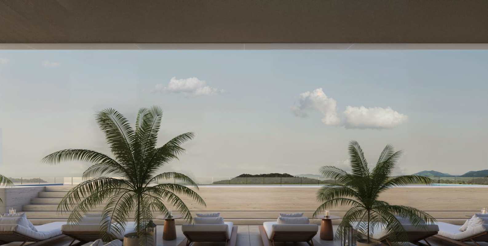 Terrace and infinity pool at PH Nautilus with panoramic sea and city view in Panama