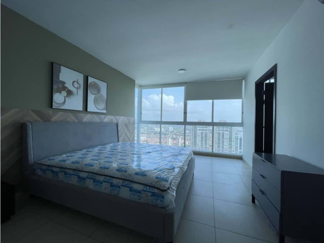 Bedroom with large windows and skyline view PH Country Club Costa del Este Panama