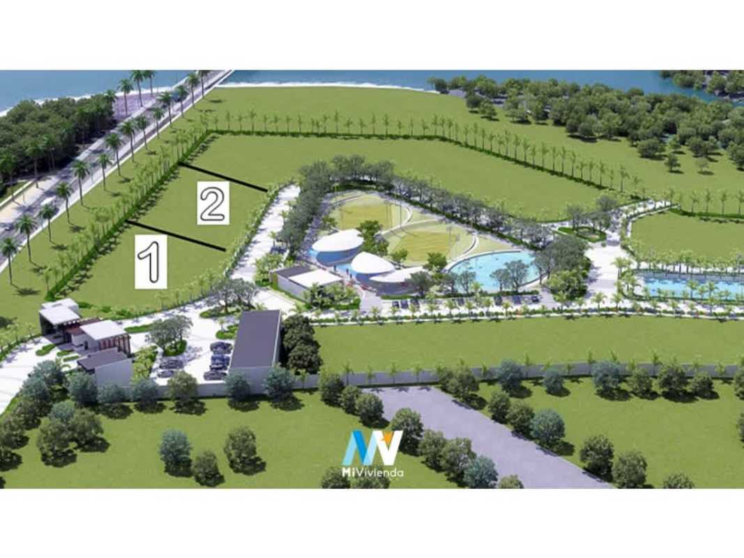 Night aerial illuminated sports complex with soccer fields, tennis, basketball Costa del Este Panama