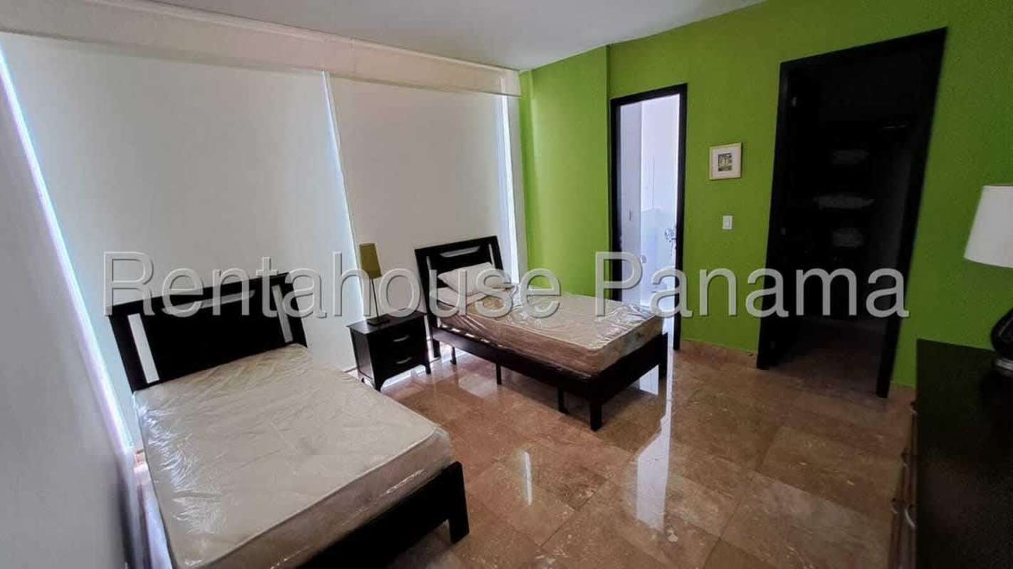 Spacious kitchen with granite countertops, built-in appliances, ocean view window in Punta Pacifica Panama