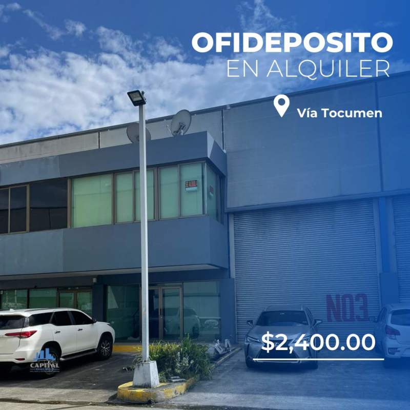 Parking spaces outside warehouse unit with glass facade and roll-up door Tocumen Panama