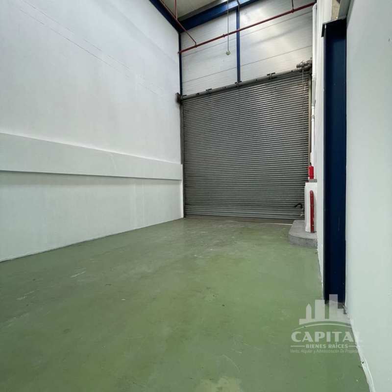 Warehouse bay with high ceiling, green flooring and metal roll-up door Tocumen Panama