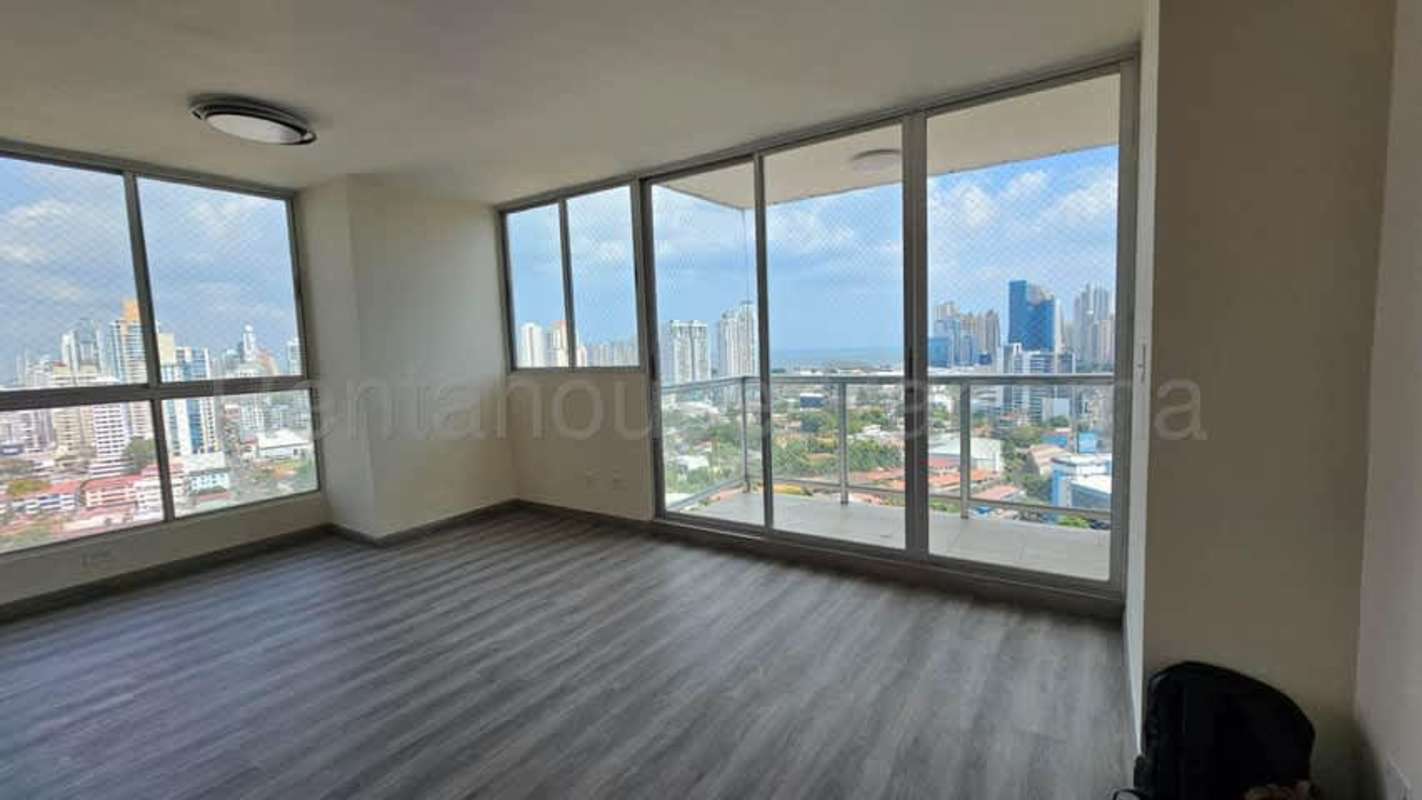 Modern lobby entrance with seating area PH Riverside Tower San Francisco Panama