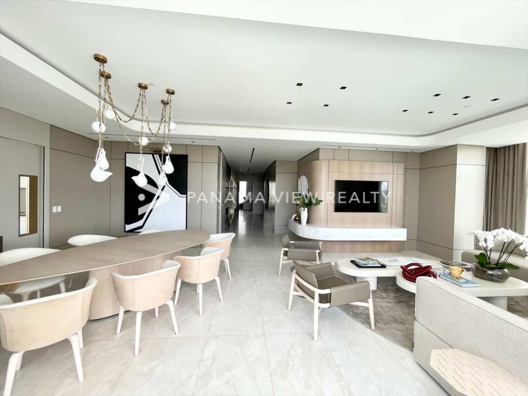 Private terrace balcony overlooking golf and skyline at La Maison by Fendi Casa Panama