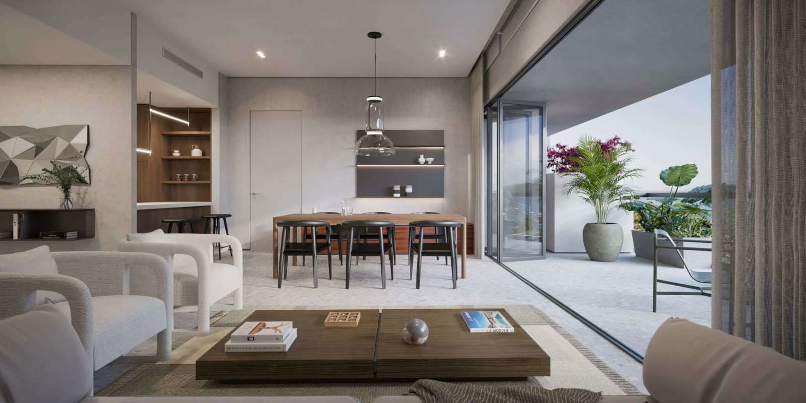 Infinity swimming pool terrace facing ocean and city skyline Passage PH Amador