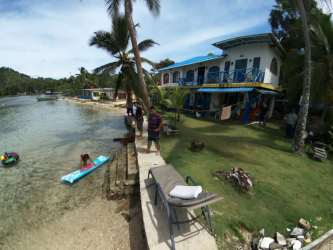 Spacious covered terrace with hammocks, BBQ grill facing Caribbean Sea in La Guaira Panama