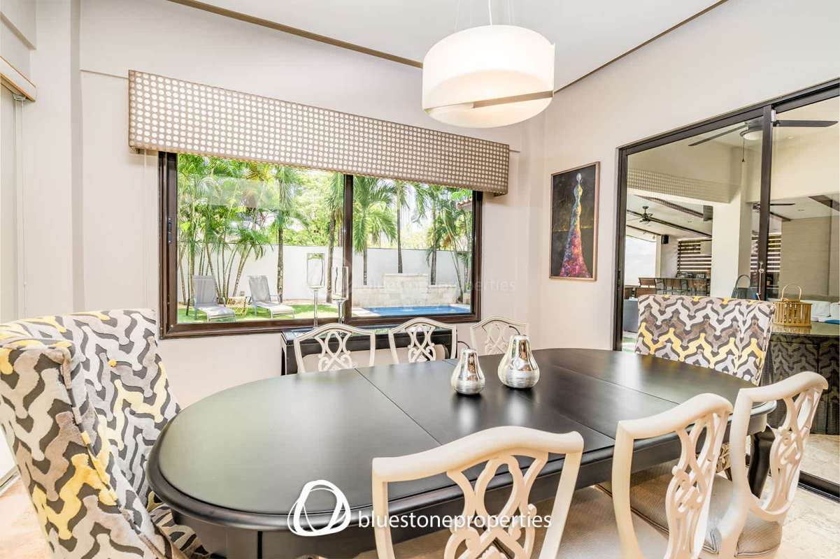 Elegant living room with modern furnishings at Costa del Este luxury property Panama