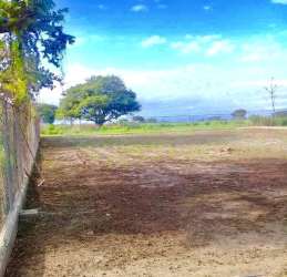 Cleared flat land parcel with wire fence and tropical trees for sale Bejuco Chame