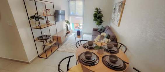 Living dining open plan with large window minimalist decor PH Valle del Río Panama Oeste