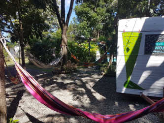 Private pool with lounge chairs and rancho terrace in Coronado Panama vacation home
