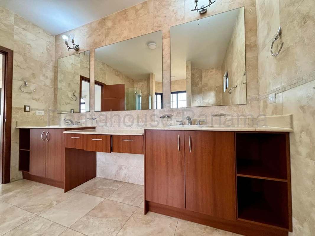 Open plan living dining room in rental house El Doral Costa Sur Panama City