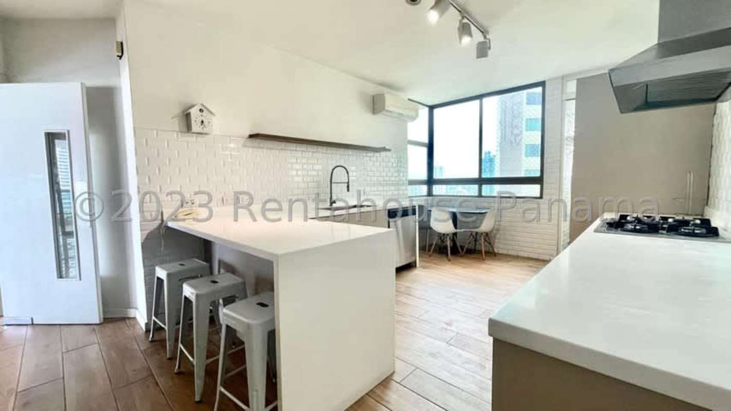 Remodeled Italian design kitchen in luxury apartment at PH Ocean Club Punta Pacifica Panama