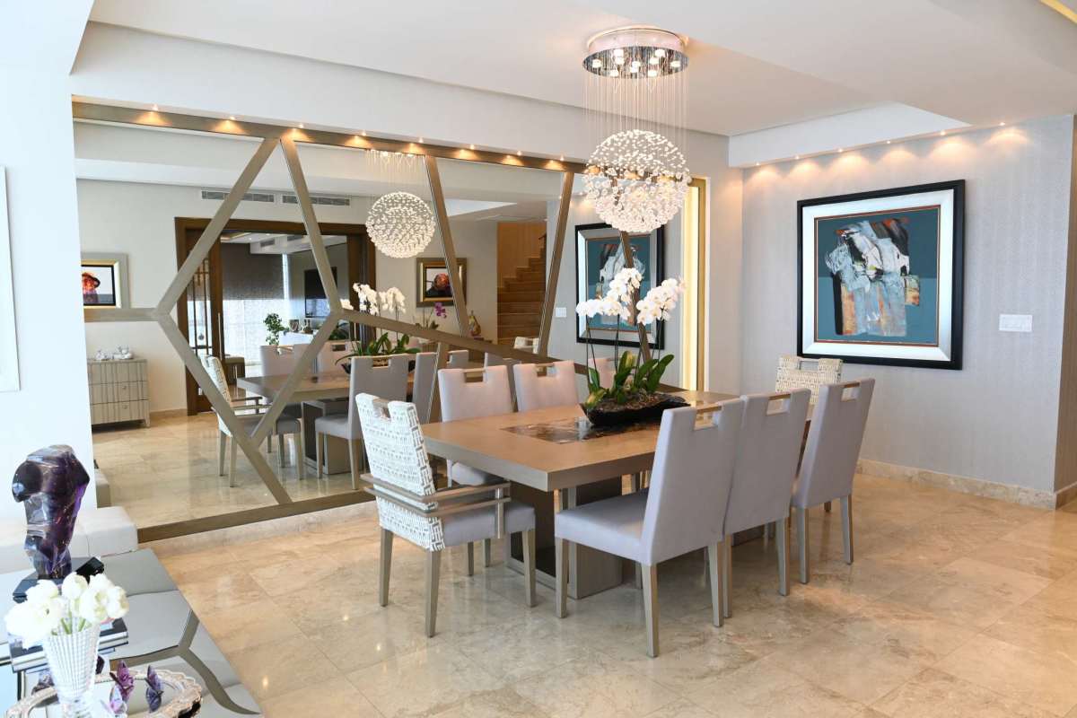 Gourmet kitchen with granite countertops, stainless appliances, sleek cabinets, ocean views at PH Titanium Costa del Este Panama