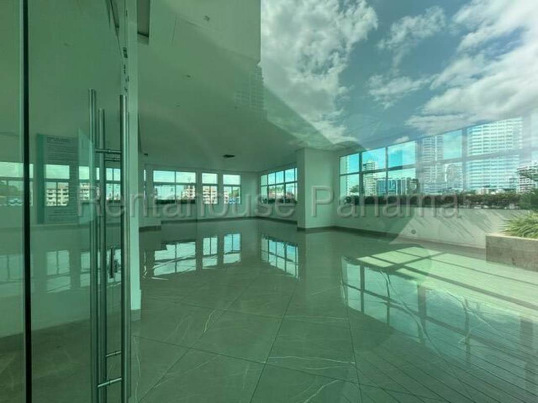 Modern co-working lounge business area PH Altamira Residences Bella Vista Panama rental