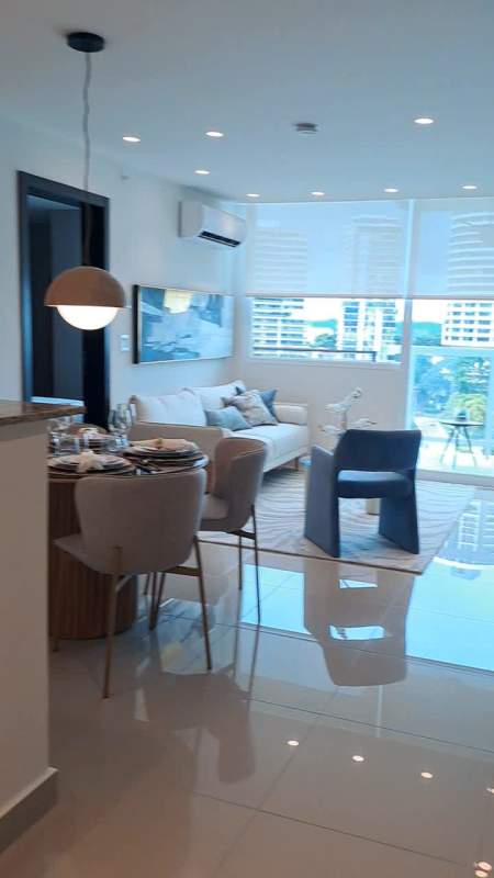 Living room access to balcony with skyline view PH Lemon Tower Panama