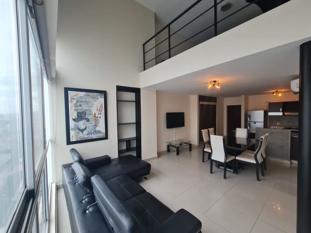 Modern kitchen with granite counters, appliances, open layout in Vitro Loft El Cangrejo Panama City
