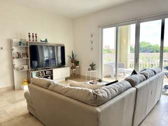 Remodeled kitchen with island quartz countertops new appliances PH Puntarena Buenaventura Panama beachfront apartment