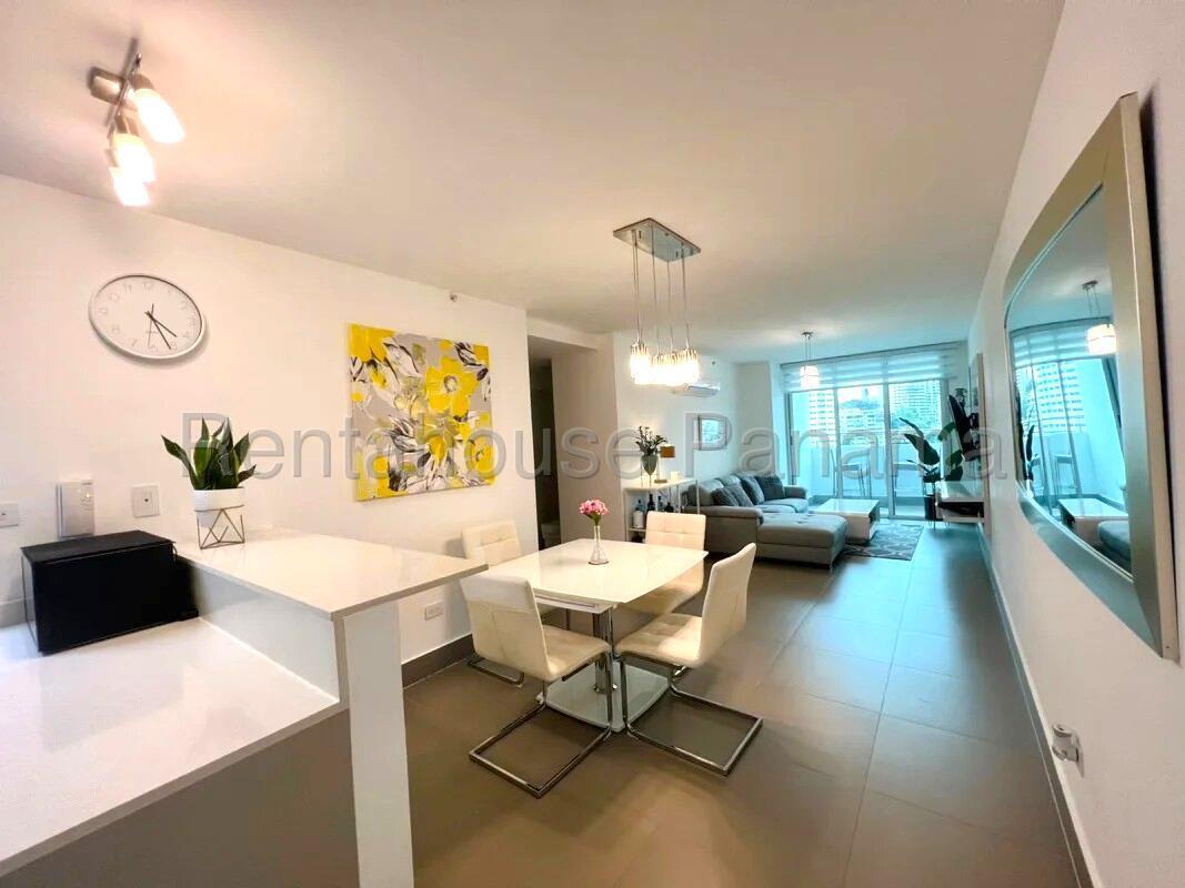 Modern granite kitchen at Altamira Residences with stainless steel appliances Panama City