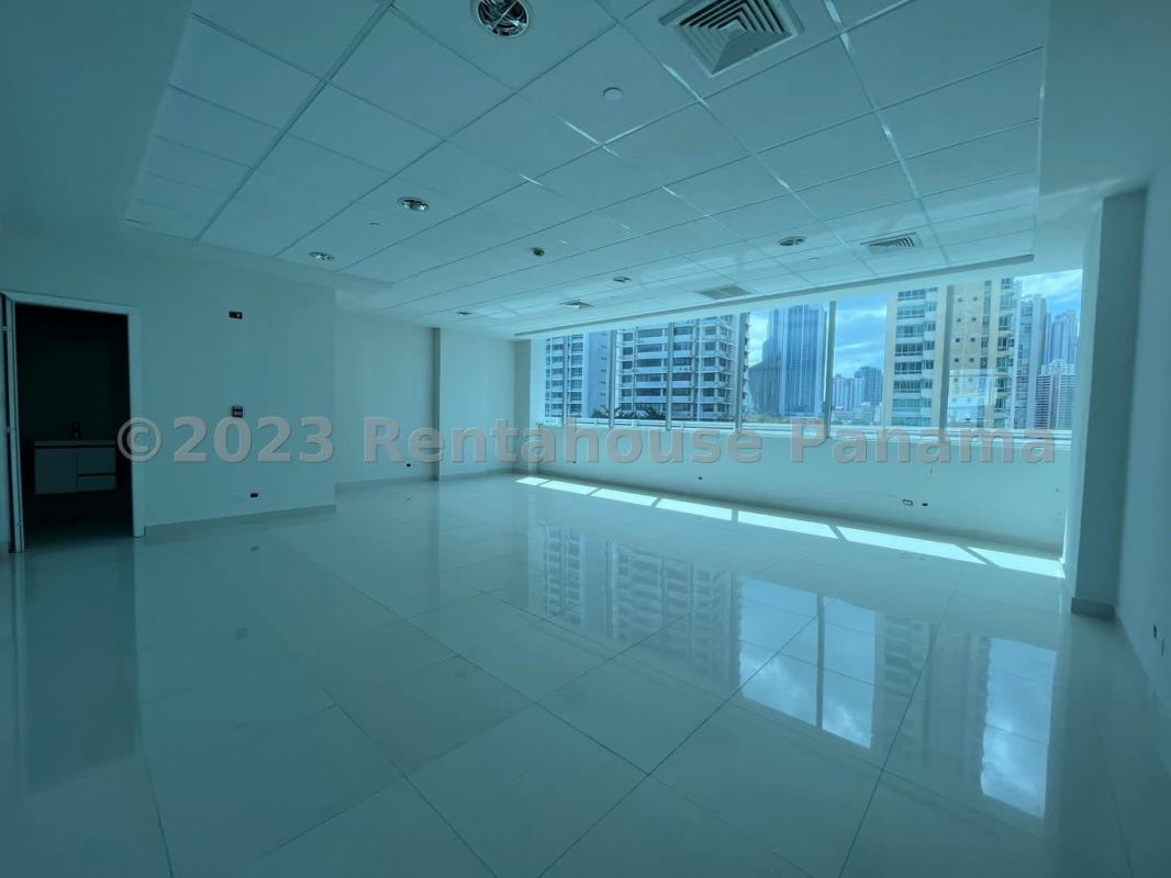 Window view from office space showing downtown skyline in Obarrio Panama
