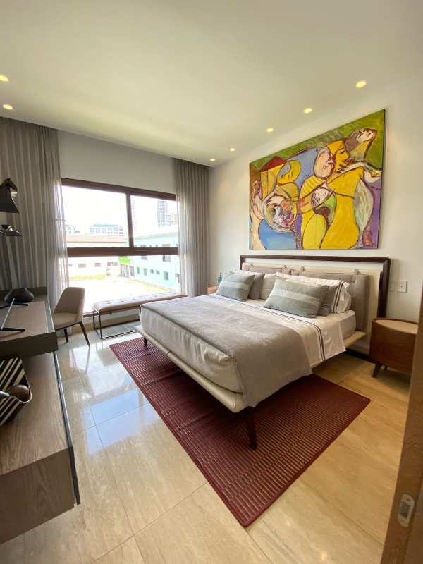 Bedroom with large window, minimalist decor city view Santa Maria Golf & Country Club