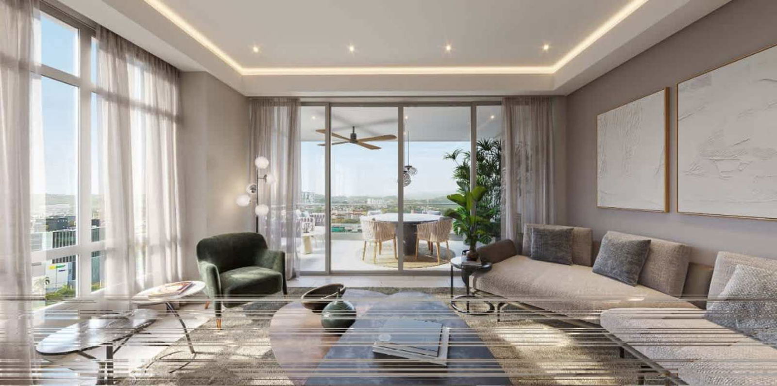 Modern kitchen open plan PH Corotú Santa María luxury apartment Panama City