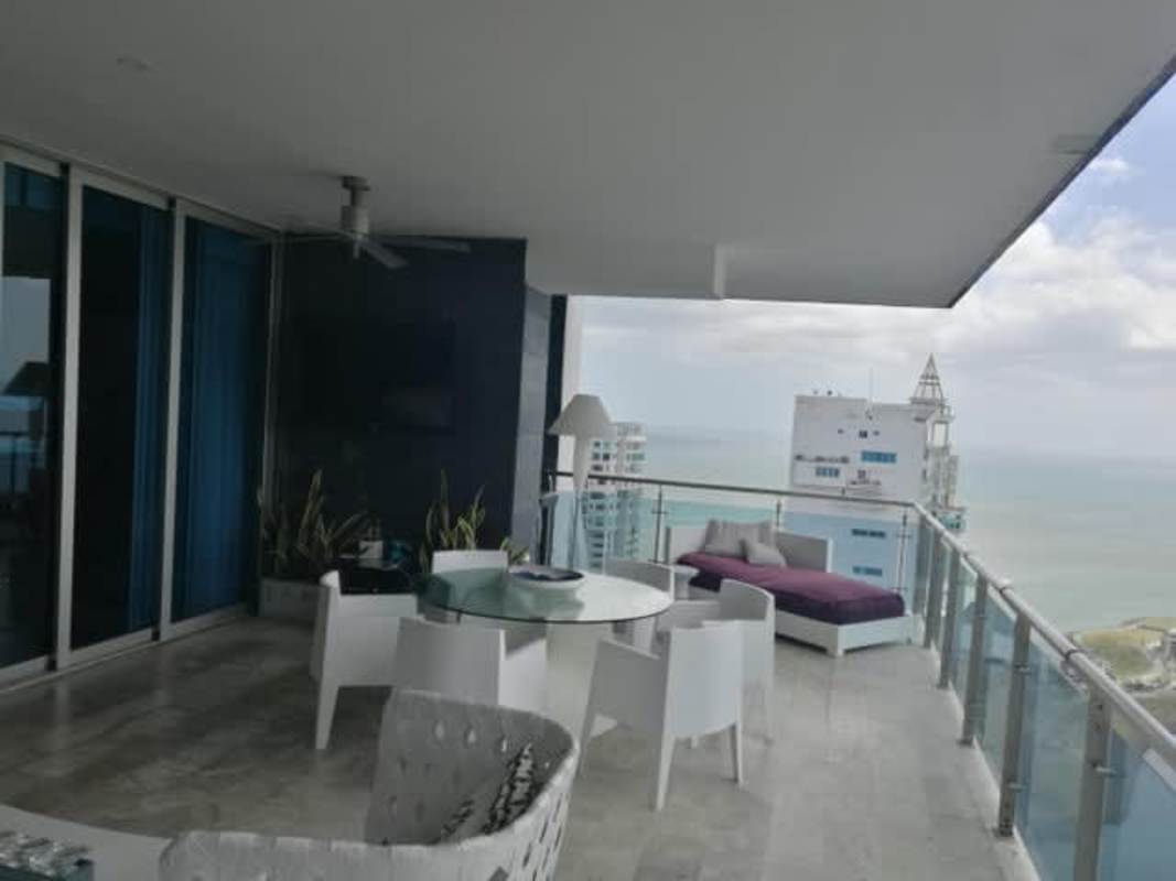 Modern living room ocean view luxury condo PH Aqualina Panama City