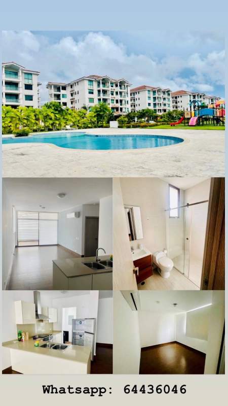 Bright living room with modern open kitchen, wood tile, AC in PH Costamare Costa Sur