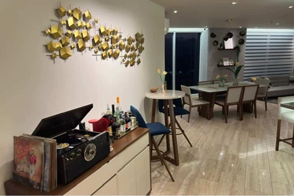 Soft pink nursery room city view window crib and closets in PH Santa Maria Panama