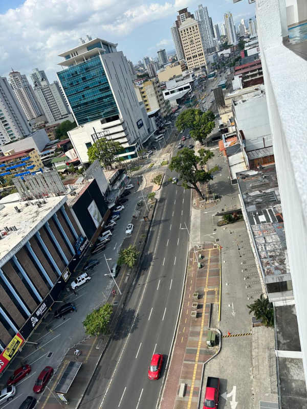 Aerial cityscape from high apartment PH Vía España Tower Panama City