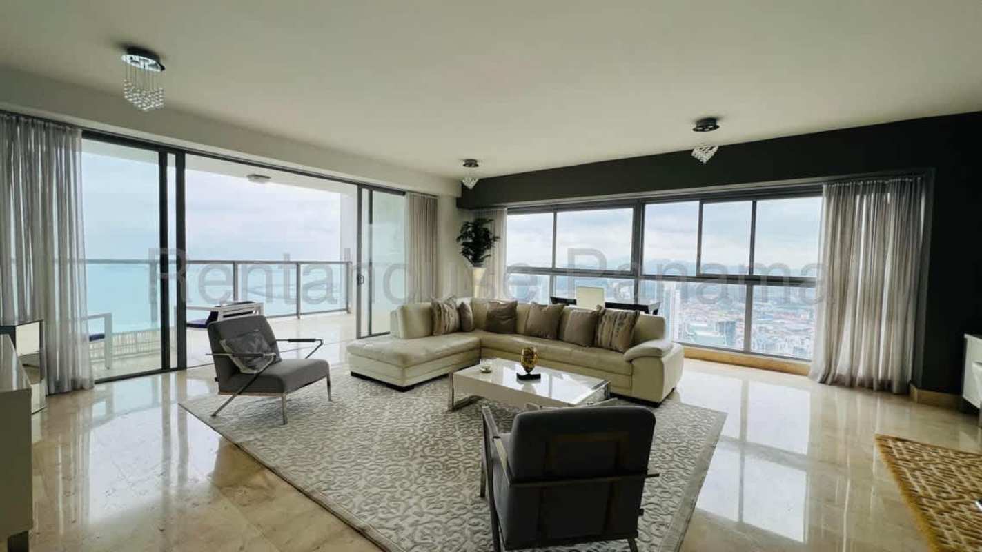 Gourmet kitchen island stainless steel appliances ocean views penthouse PH Yacht Club Tower Panama