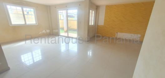 Large bright living dining room with tile floors and stairway in duplex house at Quintas de Nuevo Arraiján