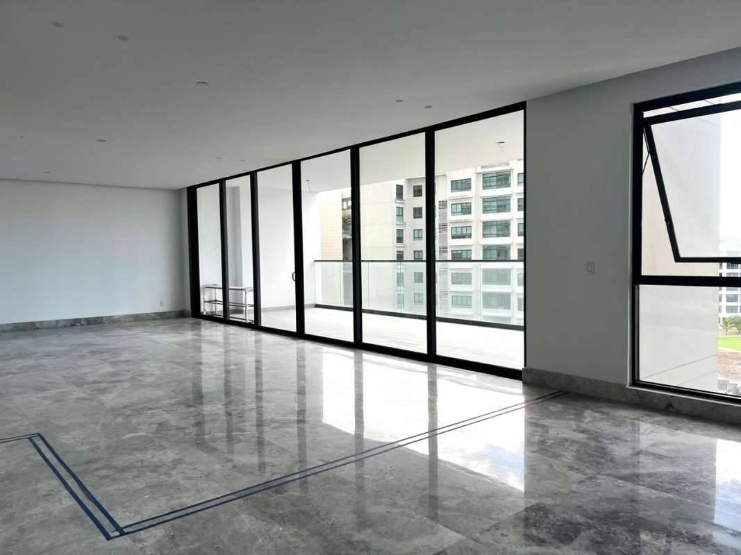 Large balcony in Santa María Panama apartment with panoramic golf and sea vista