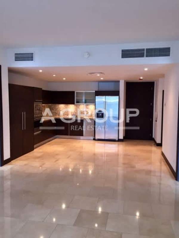 Modern bathroom glass shower marble countertop double sink in The Ocean Club Panama City