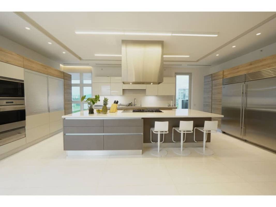 Private home theater with large screen, luxury finishes at Lakeview Penthouse Santa Maria Panama