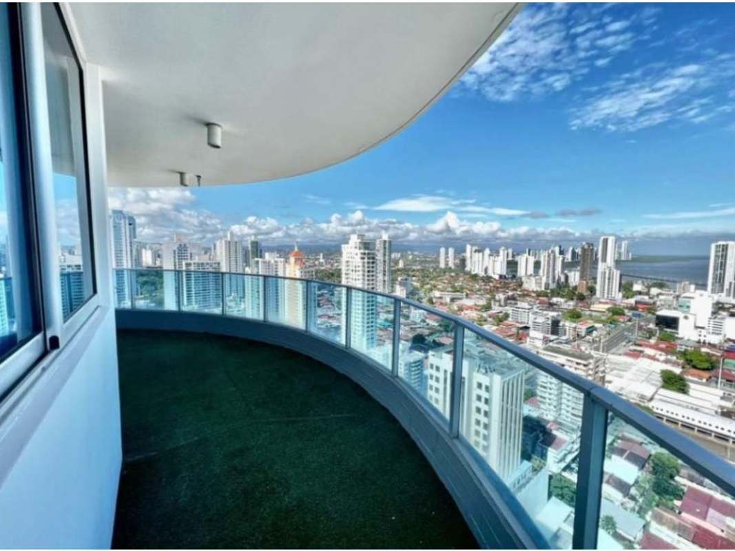 Contemporary kitchen with central island and modern appliances in PH Joy Tower Panama City
