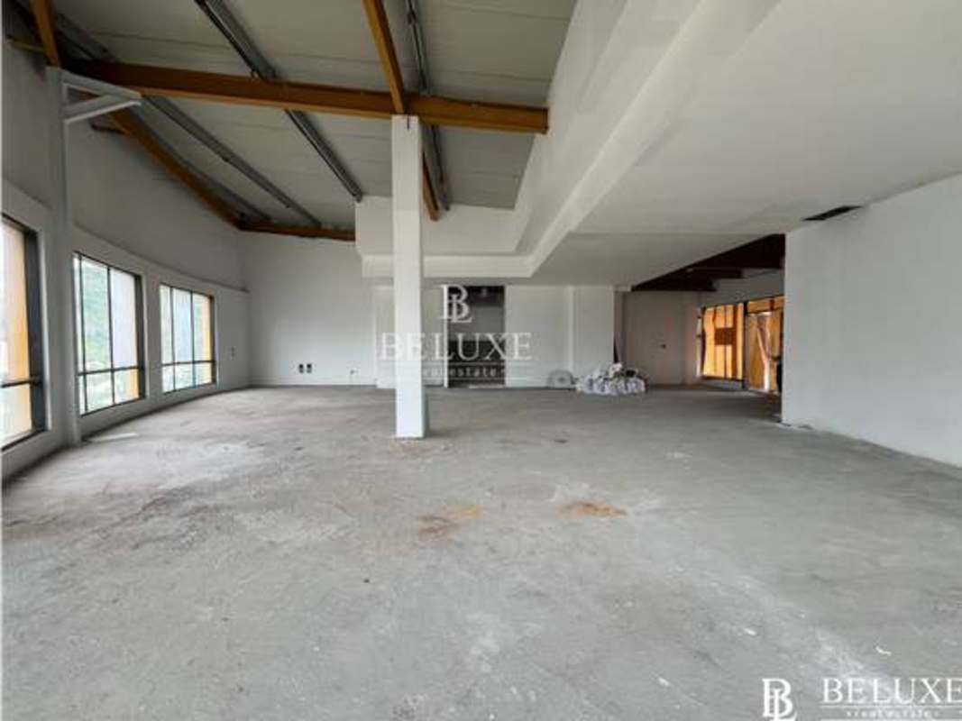 Open commercial retail area with large floor-to-ceiling windows at Premier Plaza Brisas del Golf