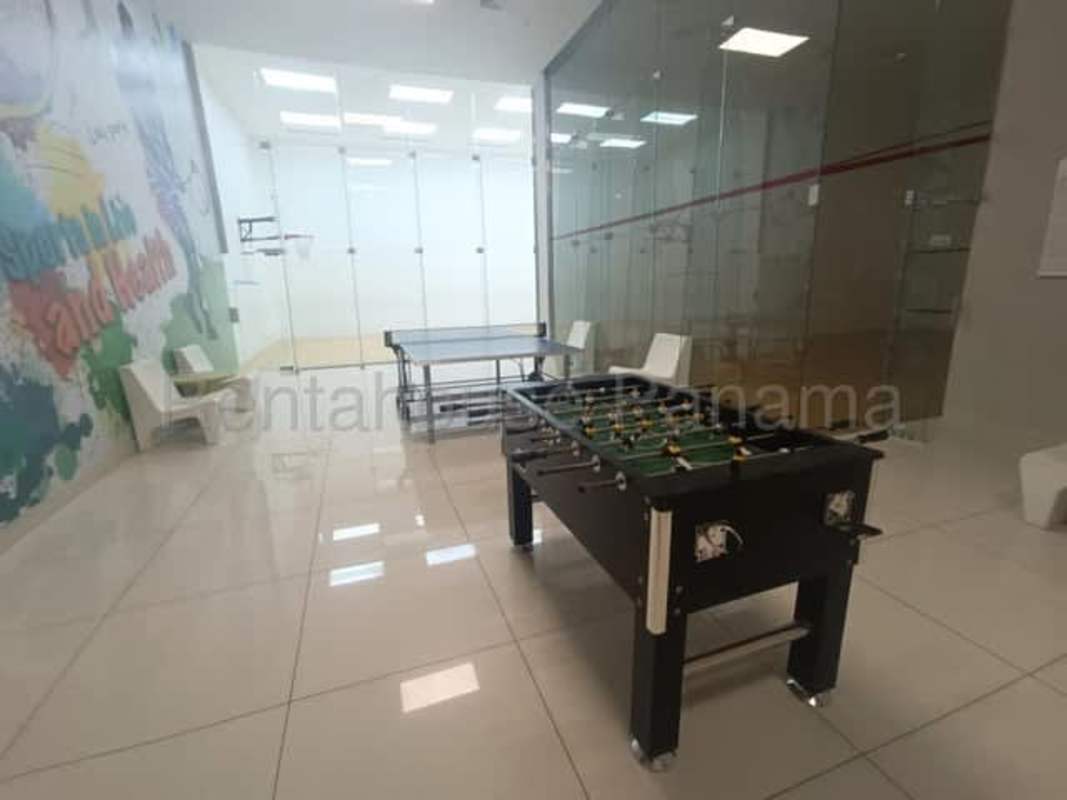 Luxurious furnished living area with marble floors and large windows at PH Ocean Two Costa del Este