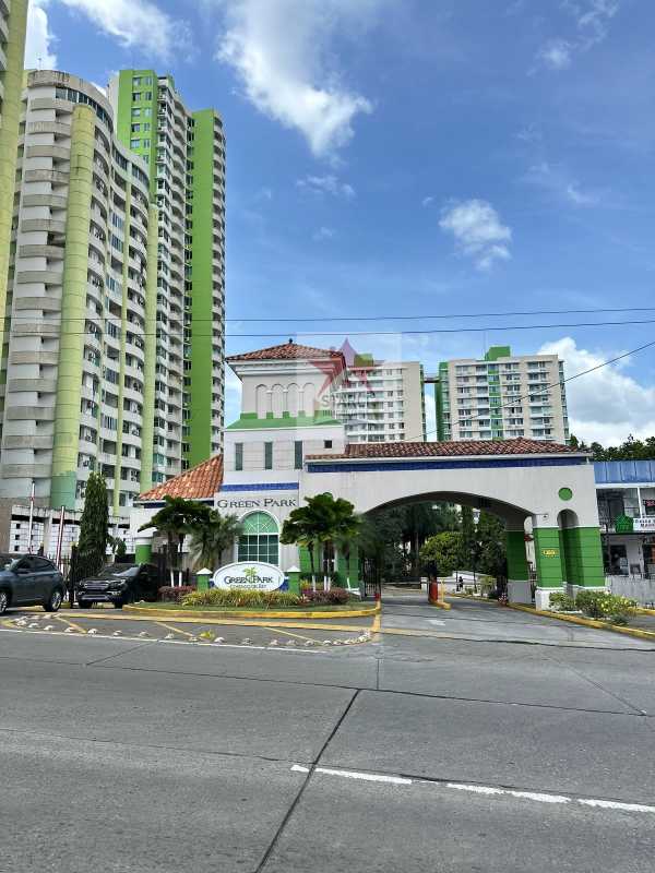 Entrance gate with Mediterranean-style arch at PH Green Park community Condado del Rey Panama City