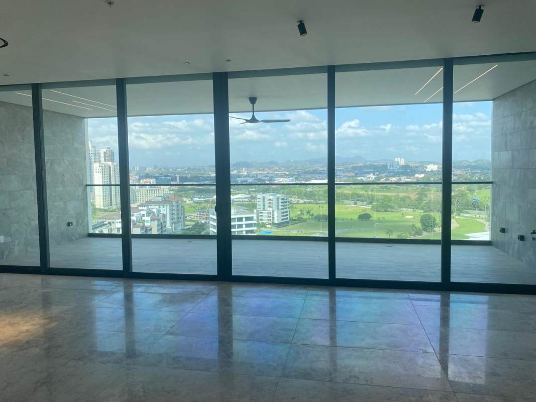 Luxury bathroom featuring marble tiles, bathtub, glass shower in Empire Residences Santa María Panama City