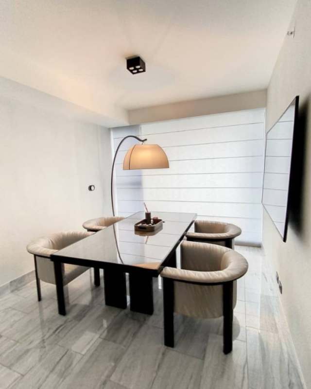 Bedroom in Marbella Tower Panama with full-height window and built-in closet