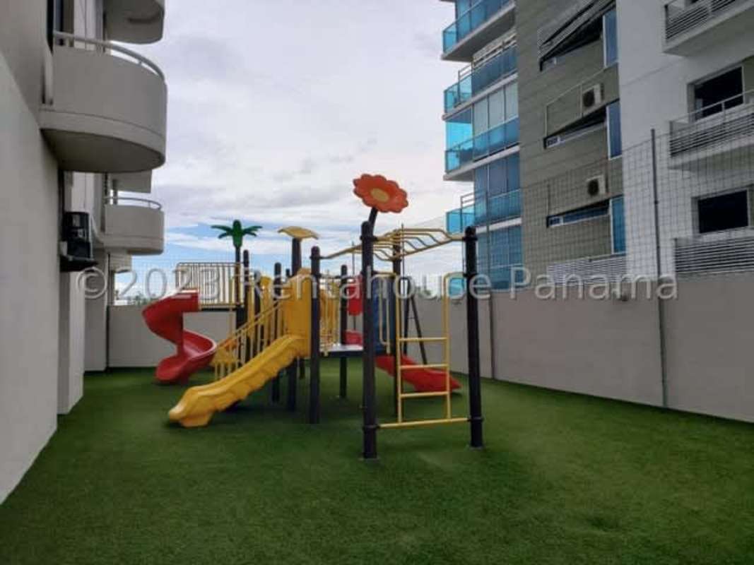 Modern shaded outdoor terrace seating area PH Costa del Este